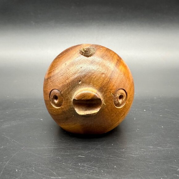 Vintage Mid Century Modern Wooden Puffer Fish Pencil Holder Paperweight Kitschy - Picture 3 of 11